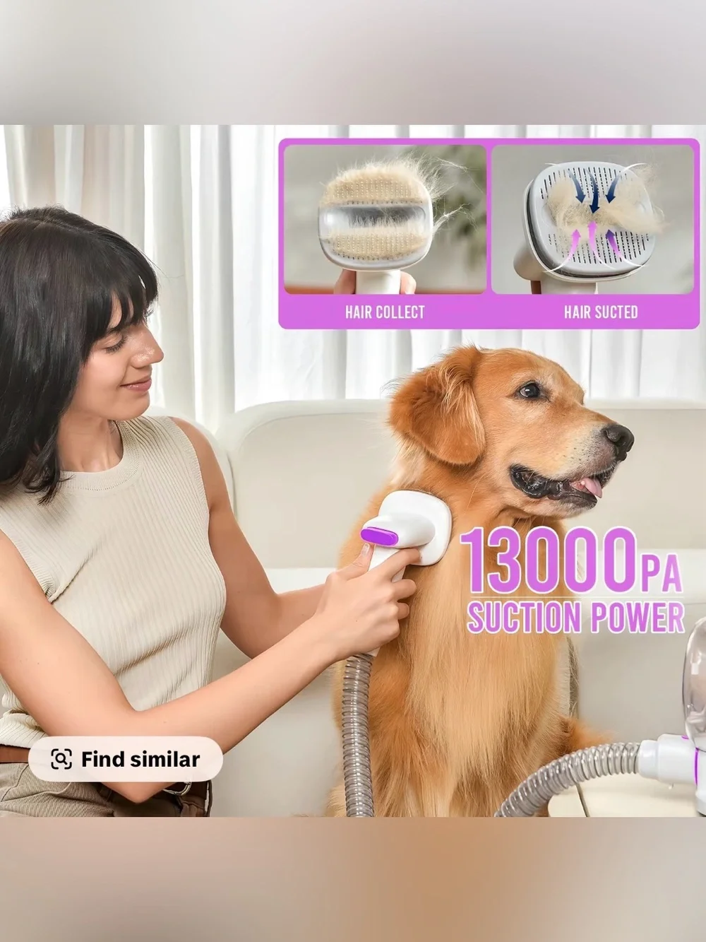 6-in-1 Geoorood Pet Grooming Vacuum Kit with Clippers & Nail Grinder